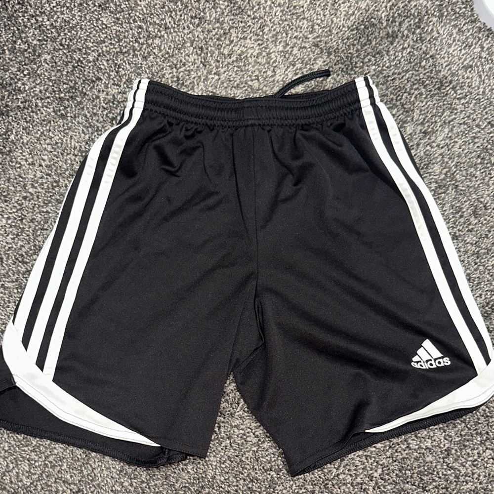 Adidas Black Shorts with White Accents Boys Small Size S